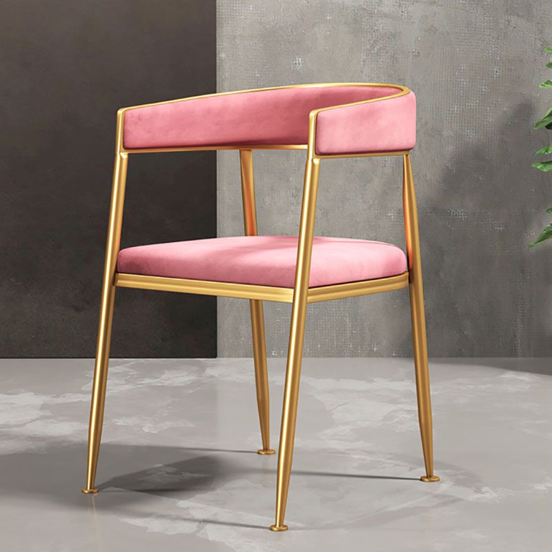 Glam Gold Metal Arm Chair Open Back Dining Side Chair with Upholstered