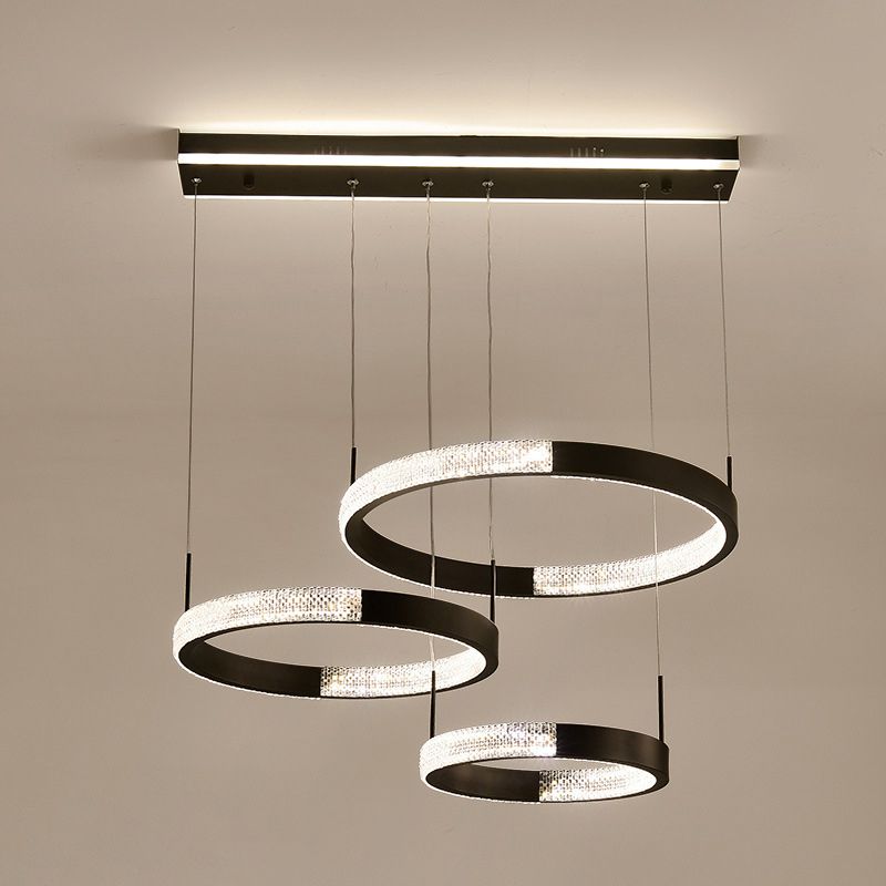 Acrylic 3-Lights Pendant Lighting Fixtures Modern Style Geometric Chandelier Lights