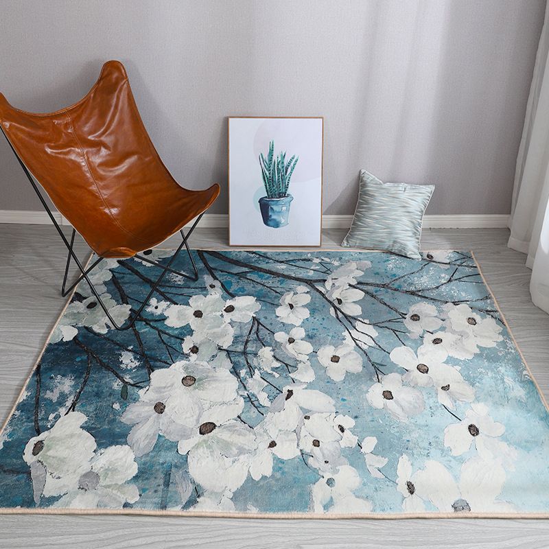 Esthetic Watercolor Print Rug Multi-Color Modern Area Rug Polyester Washable Non-Slip Backing Stain Resistant Rug for Drawing Room