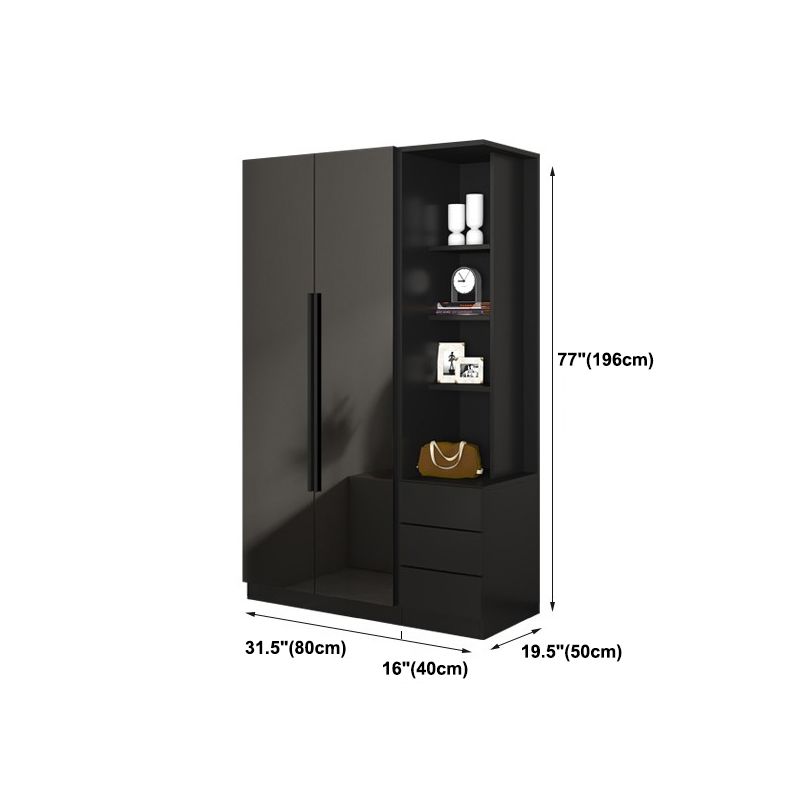 Modern Style Wardrobe Black Colour Glass Wardrobe Closet for Bedroom