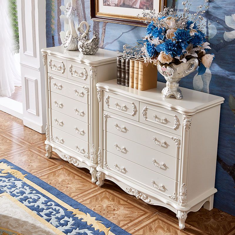 Classic Glam Wood Dresser White Storage Chest with Drawer for Bedroom