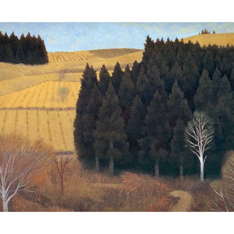 Modern Autumn Farmland Mural Wallpaper Yellow Waterproof Wall Covering for Bathroom