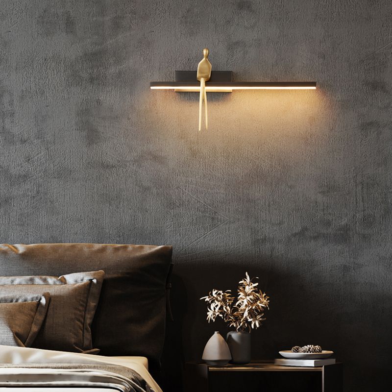 LED Modern Metal Wall Sconce Linear Shape Wall Light with Acrylic Shade for Bedroom