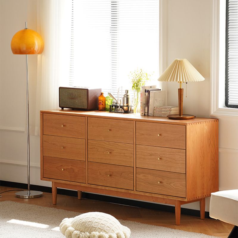 Nordic Style Solid Wood Storage Sideboard Cabinet with Drawers in Nature