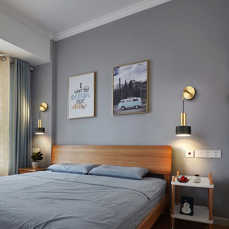 Adjustable Angle 1 Light Cylinderical Wall Sconce Nordic Luxury Style Metal Sconces