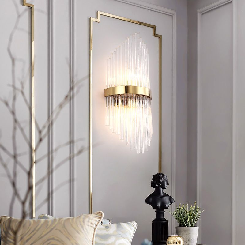 Lámpara de luz de apliques de cristal posmodernos de 2 cabezas de pared para sala de estar de dormitorio