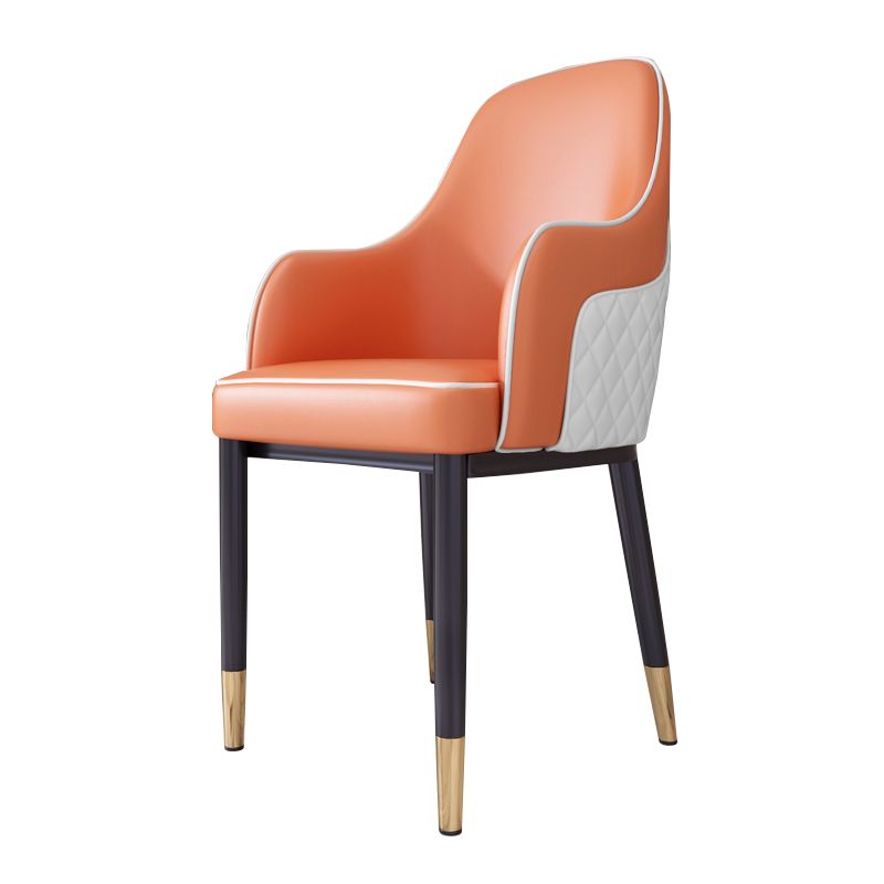 Silla de comedor de estilo escandinavo Silla tapizada de metal para comedor con brazo
