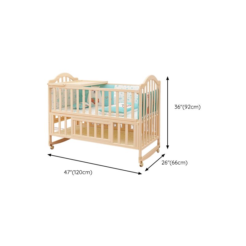 Solid Wood Convertible Crib Simple Crib with Adjustable Height