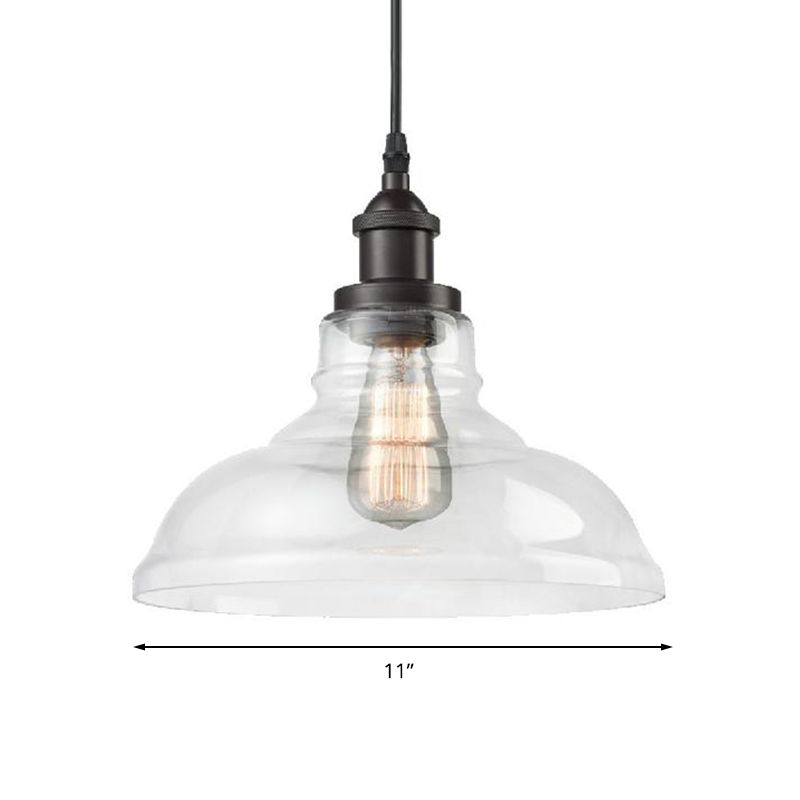 Black 1 Light Pendant Lighting Industrial Clear Glass Barn Hanging Lamp for Indoor