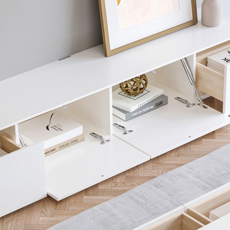 White TV Stand Console Contemporary Media Console for Living Room