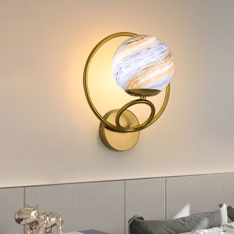 Contemporary Wall Sconce Globe Glass Wall Light Fixture for Living Room
