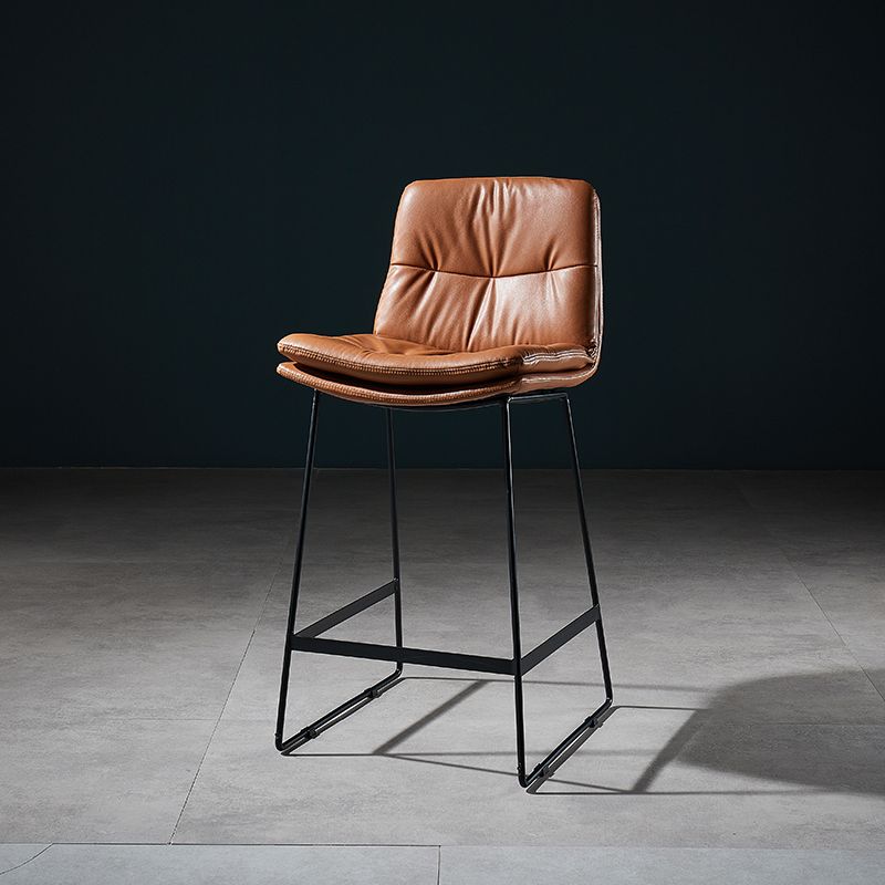 Scandinavian Matte Finish Leather Barstool Restaurant Upholstered Stool