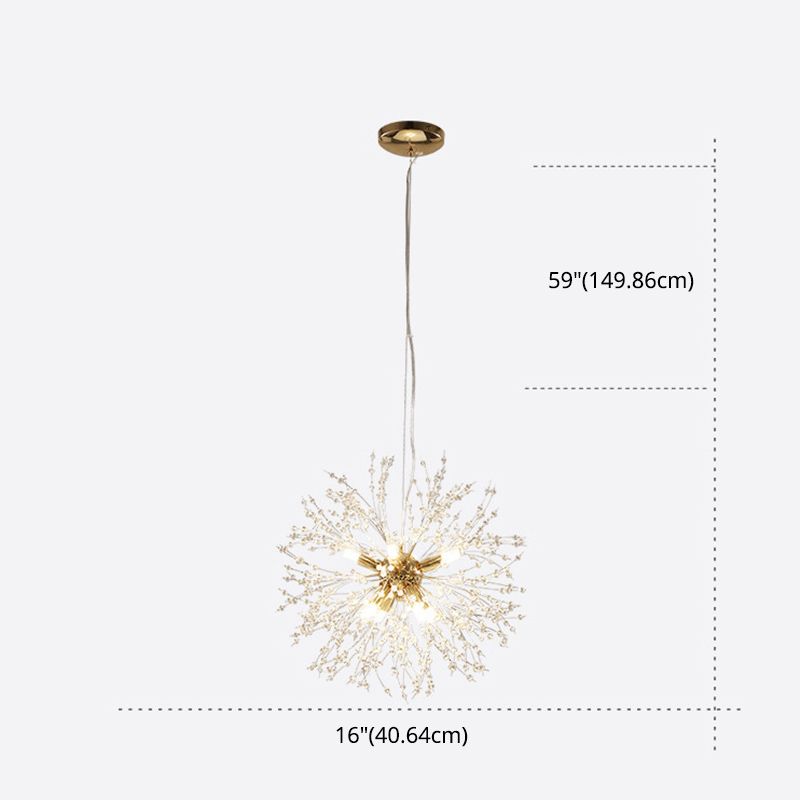 Contemporary Simplicity Style Dandelion Chandelier with Crystal Beads Shade Home Decorative Lighting Fixture for Dining Room