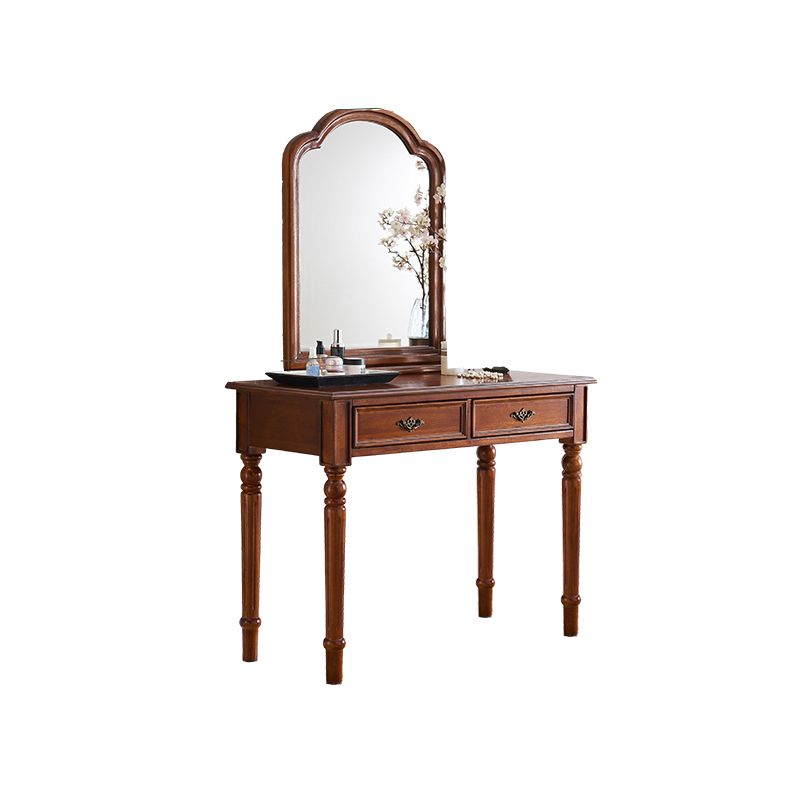 Wood Traditional Vanity Dressing Table 2-Drawer Makeup Vanity Desk