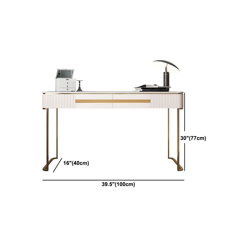 Metal Makeup Dressing Table Luxurious Stone Top Vanity Stool Set