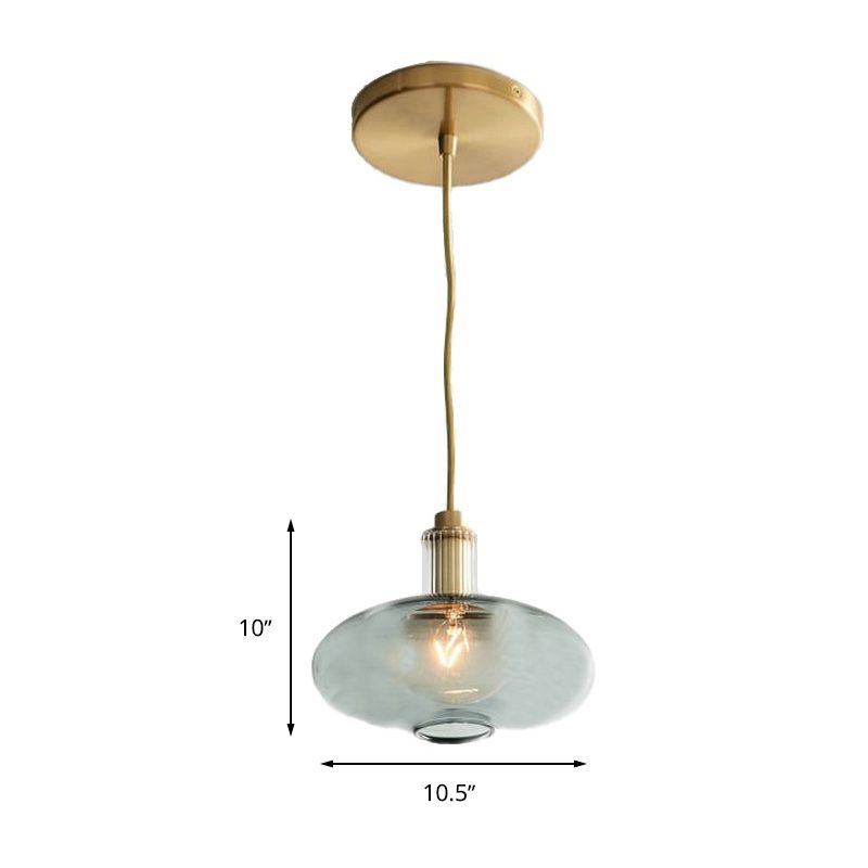 Kit de lampe suspendue ovale Verre gris fumé moderne 1 Pendre en laiton de tête