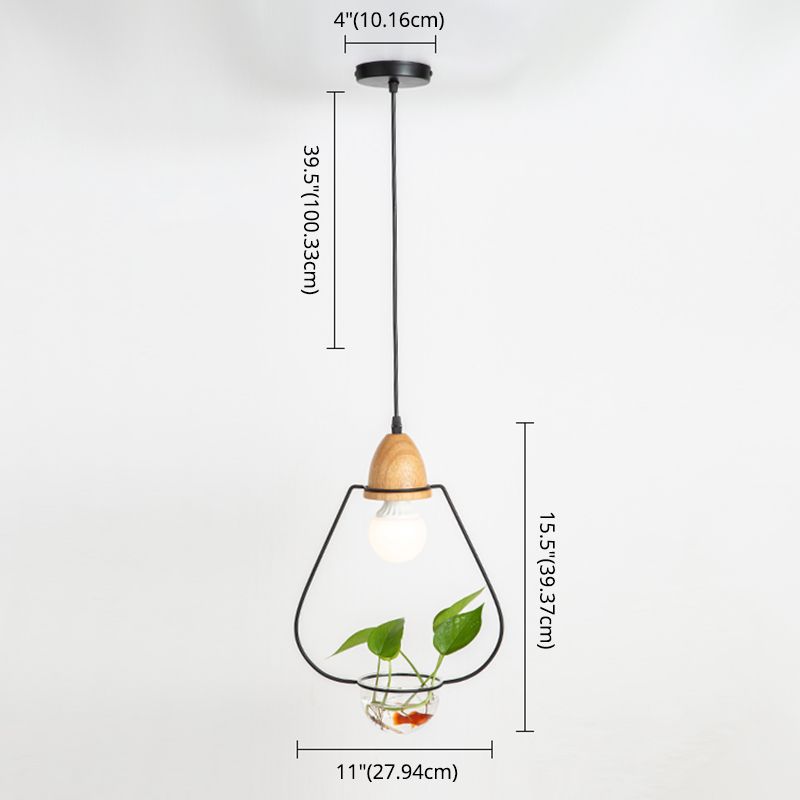 Noordse stijl hangend licht met glazen plantenkweekgerecht Creative hanglamp (zonder planten)