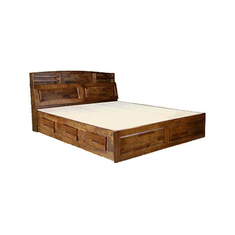 Mid-Century Solid Wood Standard Bed Footboard Bed with Headboard