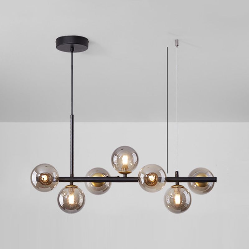 Moderne Insel Leichtes Multi-Head-Restaurant Hängende Lampe mit Globe Glass Shade