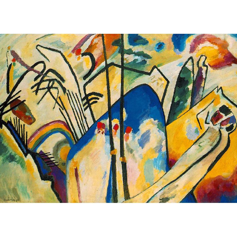 Contemporary Kandinsky Painting Mural Pastel Color Abstract Wall Art for Family Room