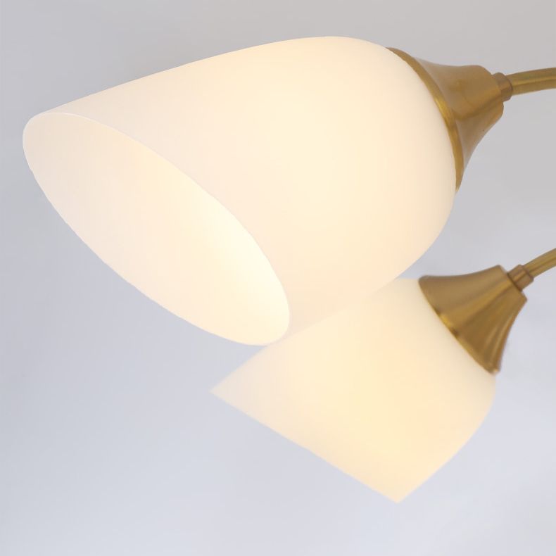 Bell Chandelier Lighting Fixtures American Style Multi-Head Suspension Light with White Glass Shade
