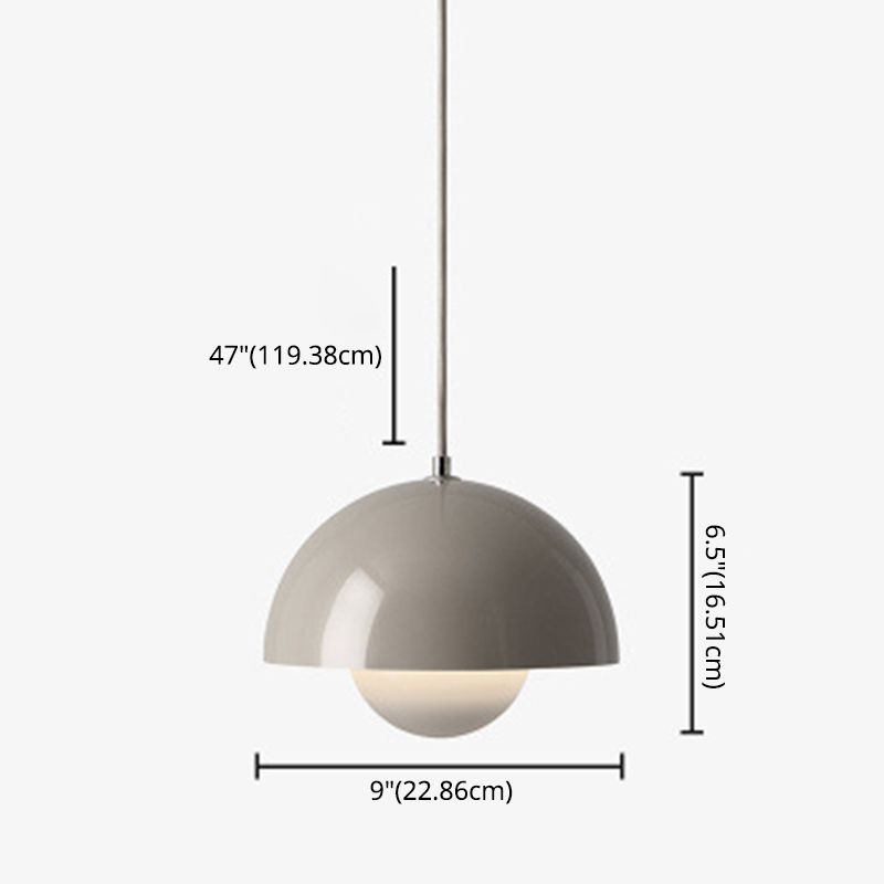 1 Light Semicircle Hanging Light Fixture Nordic Style Aluminum Ceiling Light with Hanging Cord for Restaurant