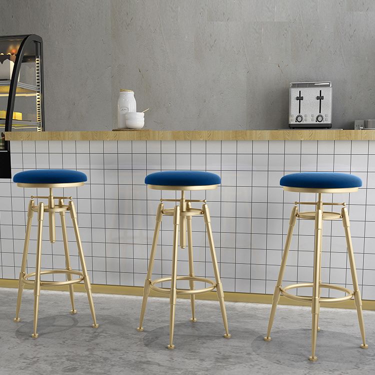 Glam Liftable Rotatable Counter Stool Iron Cafe Bar Stool with Cushion and Pedal