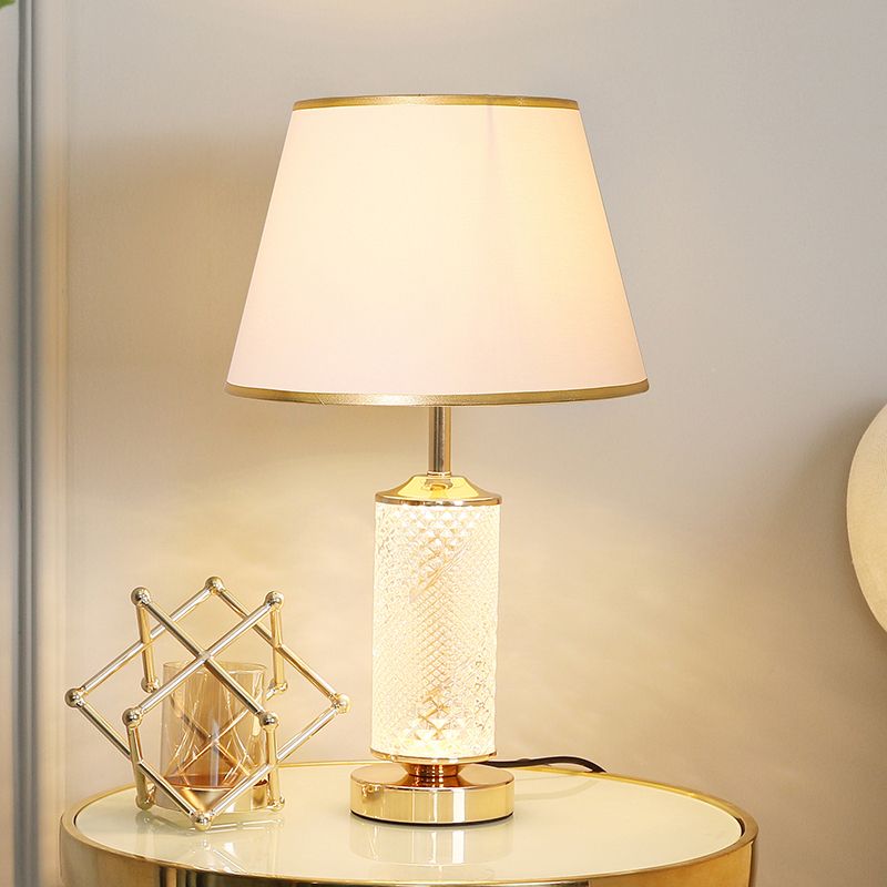 Lampada da tavolo in vetro oro contemporanea a 1 luce per soggiorno per soggiorno