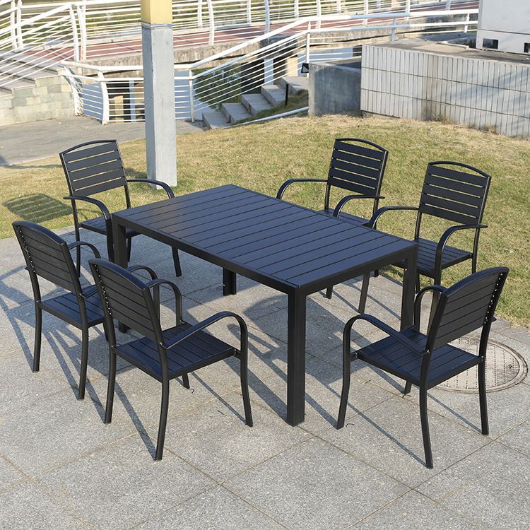 Industrial Black Dining Table Set 1/5/7 Pcs Faux Wood Dining Set