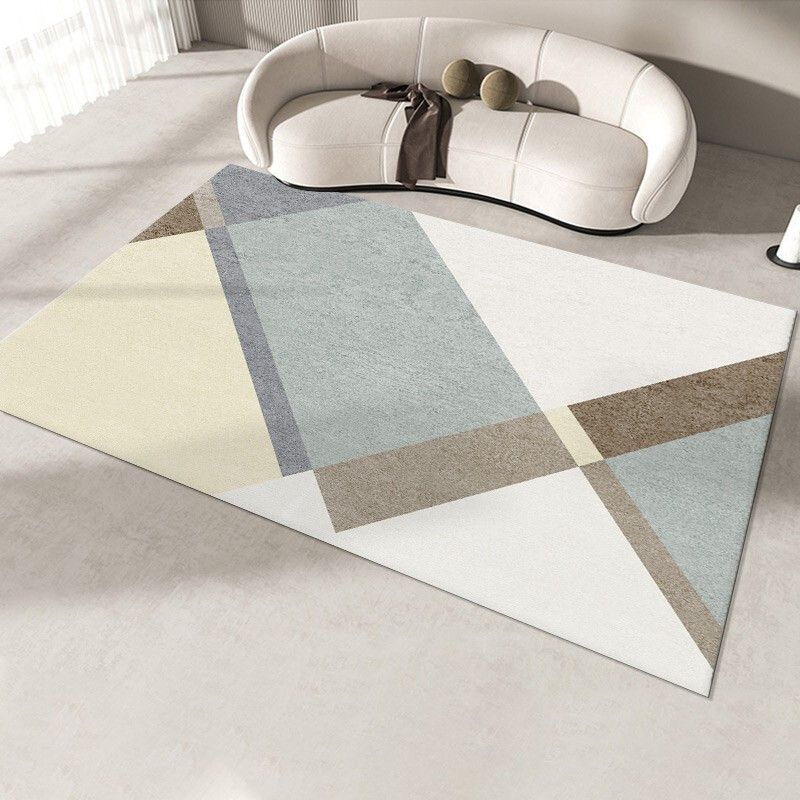 Modern Geometric Print Rug Polyester Indoor Carpet Non-Slip Backing Carpet for Living Room