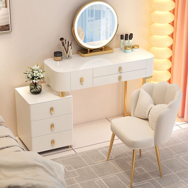 Contemporary With Drawer Solid Wood Bedroom Lighted Mirror Dressing Table