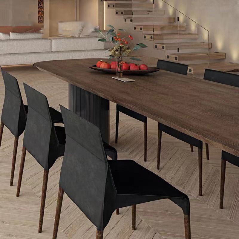 Oval Solid Wood Dining Table Modern Furniture with Double Pedestal for Kitchen