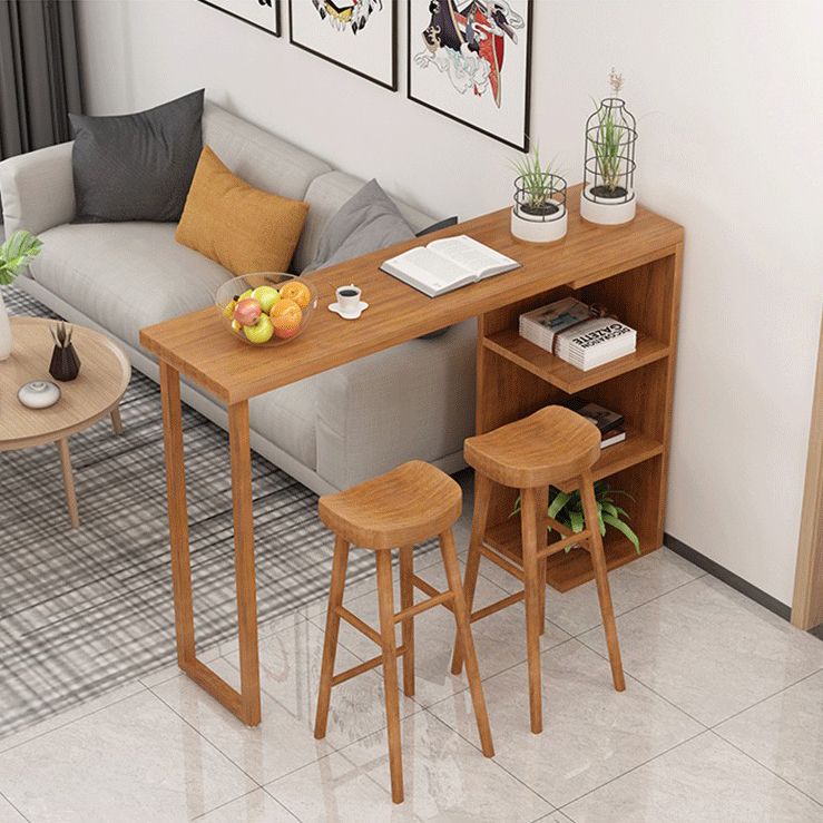 Industrial 1/2/3 Pieces Solid Wood Bar Table Set Fixed Counter Set for Home Use