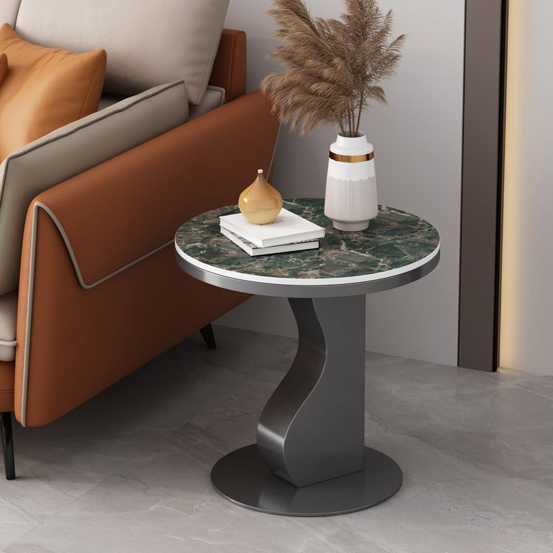 Stone & Iron End Table Dia 19.69" High Round Sofa Side Accent Table