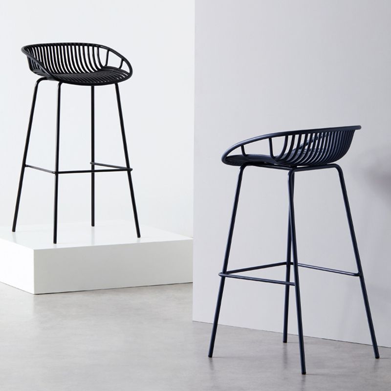 Contemporary Milk Tea Shop Footrest Matte Finish Metal Bar Stool