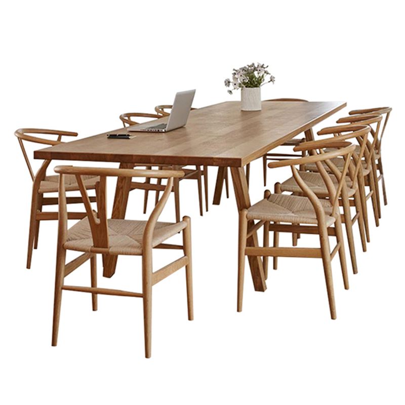 Natural Solid Wood Table Rectangular 4 Legs Table for Dining Room