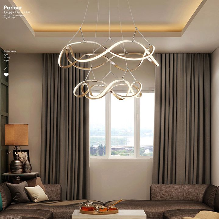 Postmodern Minimalist Twisting Chandelier Lamp Acrylic Hanging Pendant Lights for Restaurant