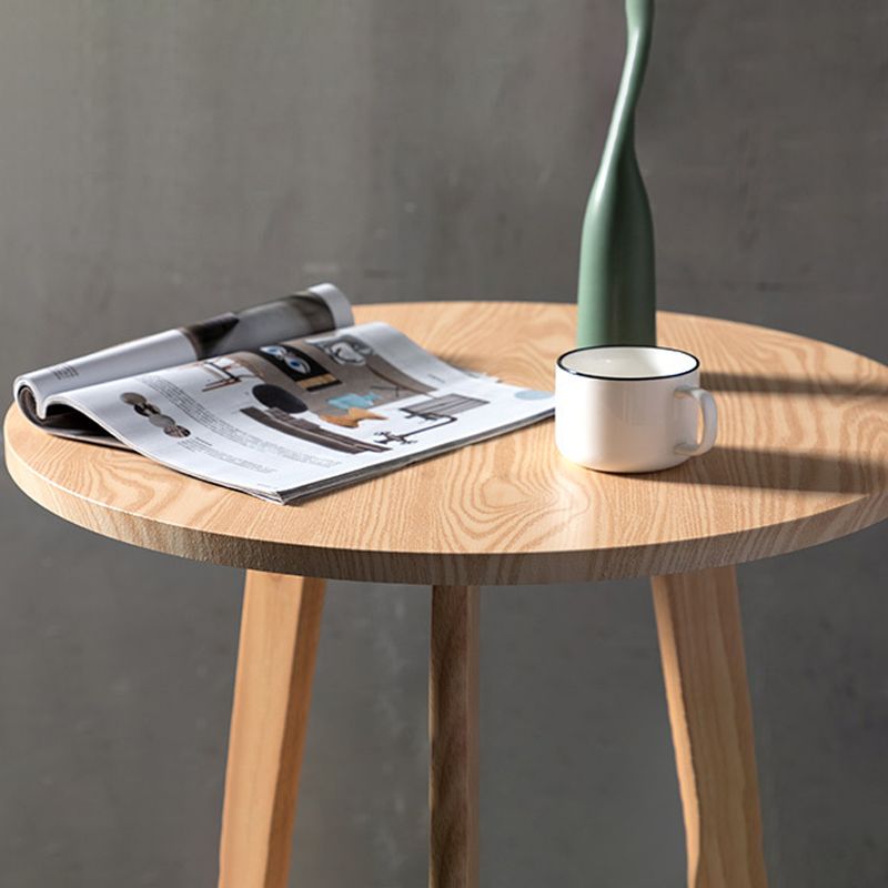 Simple Style Round Bar Table Wood Top Pub Table for Coffee Shop