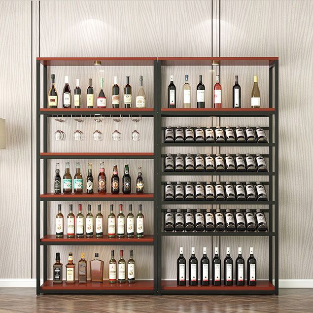 Contemporary Floor Bottle Wine Rack Single Black Metal Wine Holder