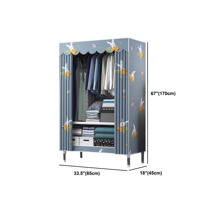 Contemporary Style Wardrobe Metal Bedroom Wardrobe Closet with Shelves