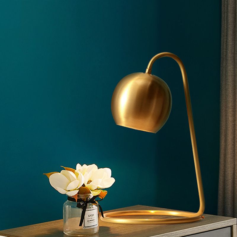 Minimalist Style Table Lamp Brass Spherical Night Table Lamp with Metal Shade