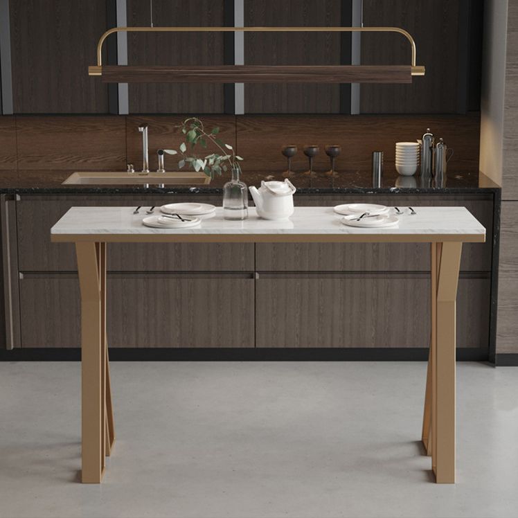 Glam Metal Bar Table Set 1/2/5 Pieces Rectangle Bar Table with High Stools