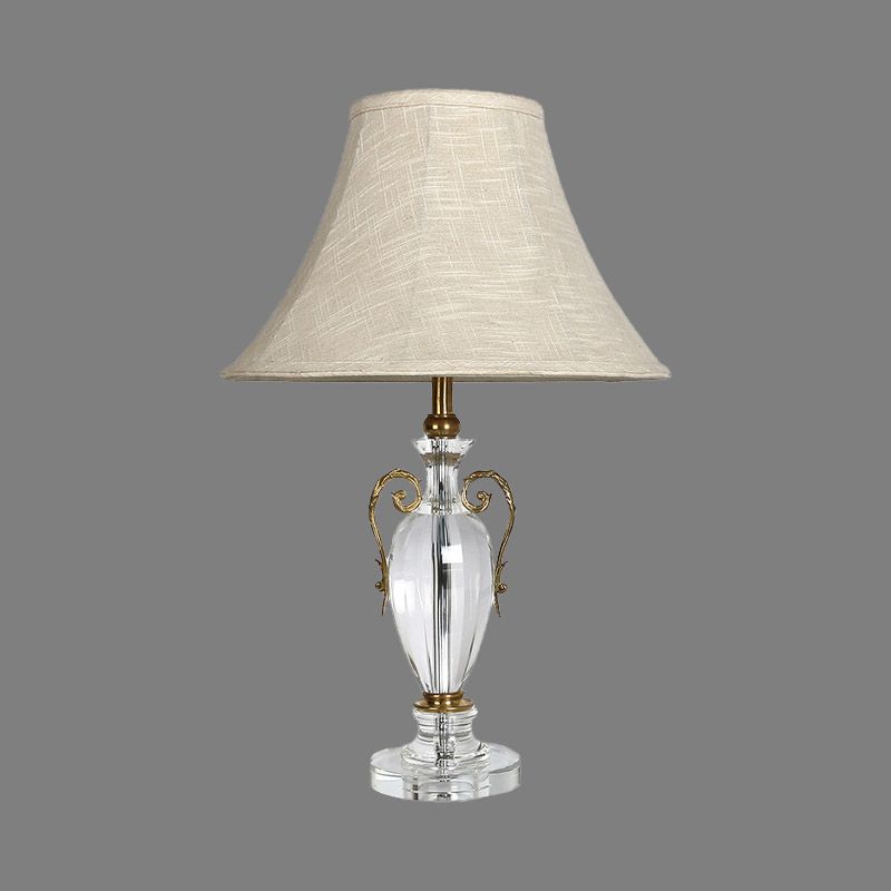 La lampe de table de nuit de nuits de cloche en pierre claire 1 bulbe contemporain avec ombre en tissu