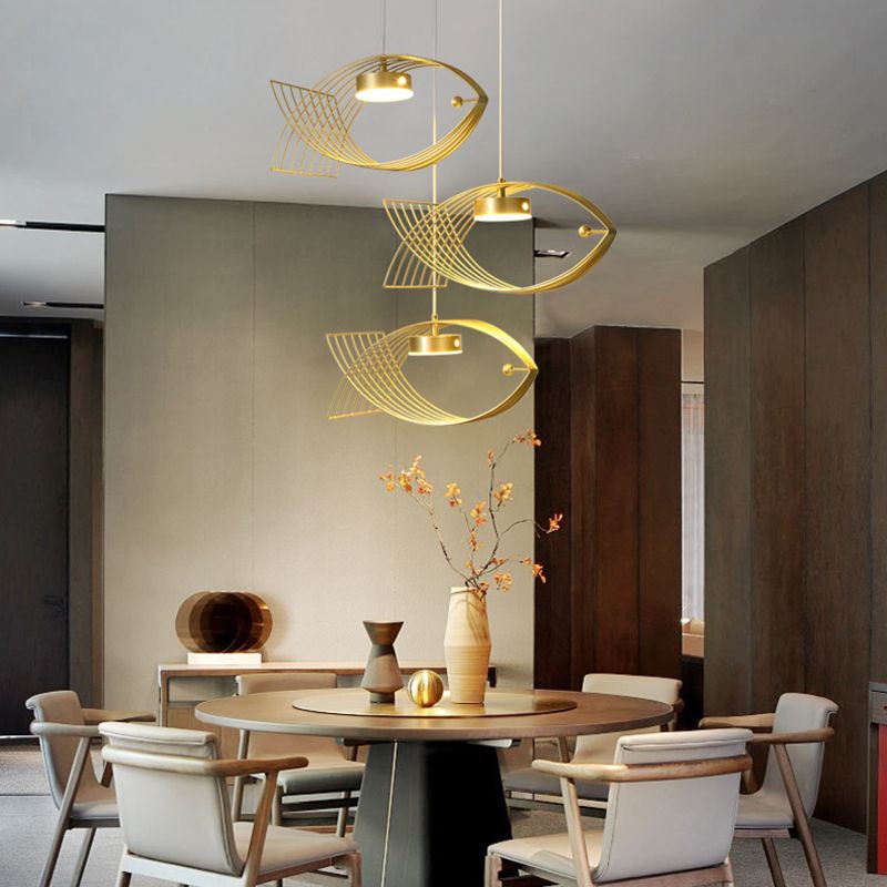 Luz colgante de pescado artístico Minimalista Metal Comedor LED LECHE