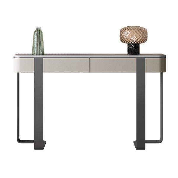Stone Half Moon Console Table Glam 33.46-inch Tall Accent Table