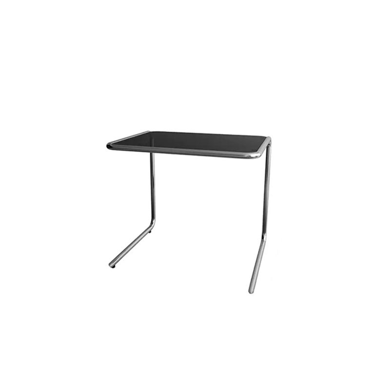 Contemporary Sled Glass Metal Side Table Rectangular Bedside End Table