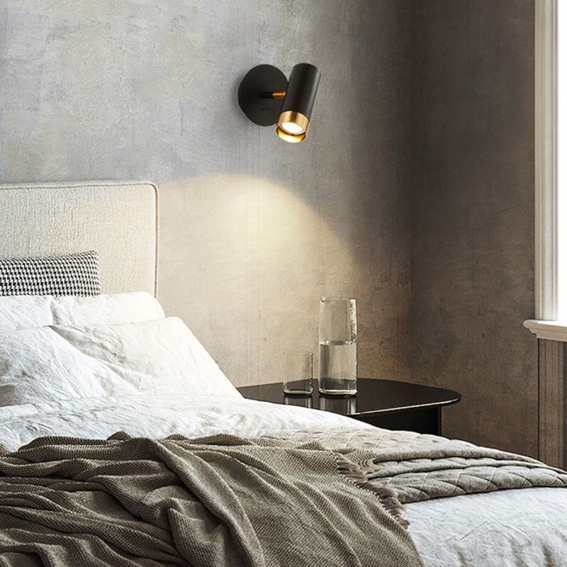 Nordic Style Iron Wall Light Cylinder Shape Rotatable Wall Lamp for Bedroom