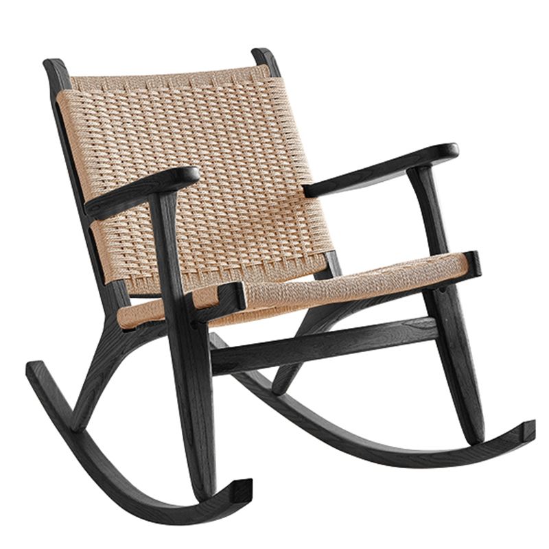 Traditional Rocking Chair Solid Wood Frame Wing Chair Back Indoor Rocking Chair