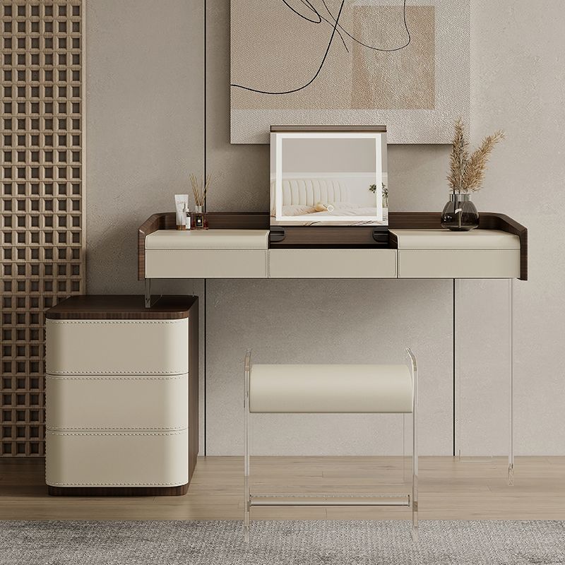 Flip-Top Make-up Vanity Wood Vanity Dressing Table with 5 Storage Drawers