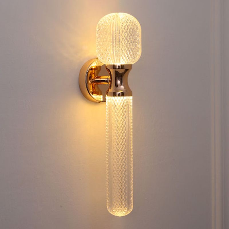 Post Modern 2 - Light Torch Wall Light Metal and Acrylic Wall Light in Gold and Clear